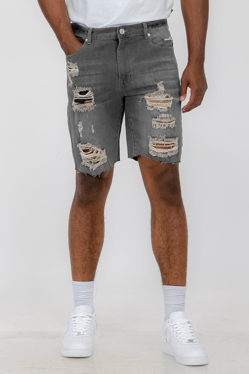 Mens Distressed Denim Shorts AO