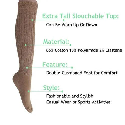 Beige Slouchy Scrunch Socks for Women Heavy Slouch Knee High Socks AO