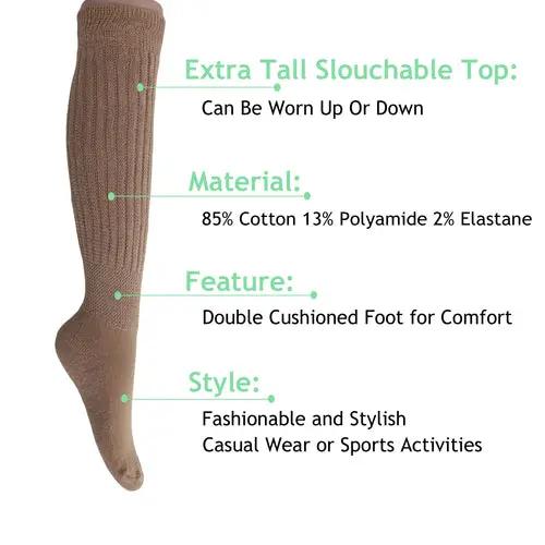 Beige Slouchy Scrunch Socks for Women Heavy Slouch Knee High Socks AO