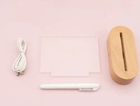 Wood Table Lamp Night Light with Message Board Girl Bedroom Decor AO