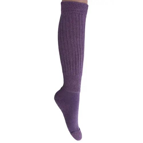 Purple Slouch Socks for Women Scrunch Cotton Knee High Socks AO