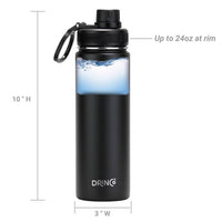 DRINCO® 22oz Stainless Steel Sport Water Bottle - Black AO