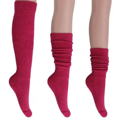 Fuchsia Slouch Socks for Women Boot Socks 2 Pairs Shoe Size 5 to 10 AO