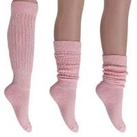 Pink Slouch Socks for Women Knee High Boot Long Cotton Scrunch Socks AO