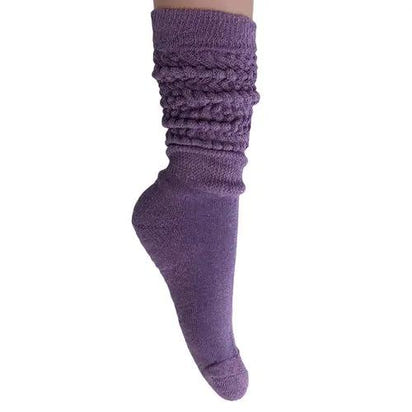 Purple Slouch Socks for Women Scrunch Cotton Knee High Socks AO