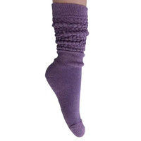 Purple Slouch Socks for Women Scrunch Cotton Knee High Socks AO