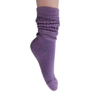 Purple Slouch Socks for Women Scrunch Cotton Knee High Socks AO