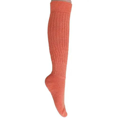Light Orange Slouch Socks for Women Cotton Knee High Shoe Size 5 to 10 AO