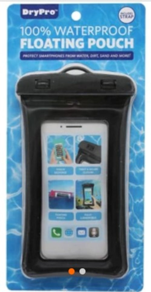DryPro Waterproof Floating Smartphone Pouch Black Color with Strap AO
