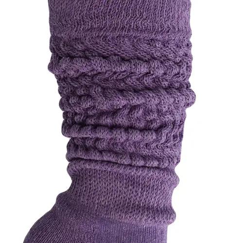 Purple Slouch Socks for Women Scrunch Cotton Knee High Socks AO