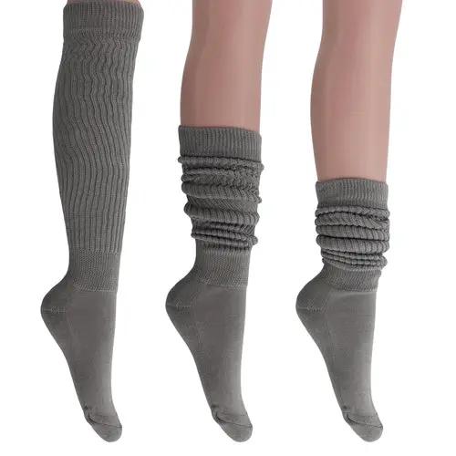 Gray Slouch Socks for Women Knee High Socks Shoe Size 5 to 10. AO