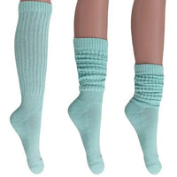 Mint Green Slouch Socks for Women Premium Cotton Knee High Boot Socks AO