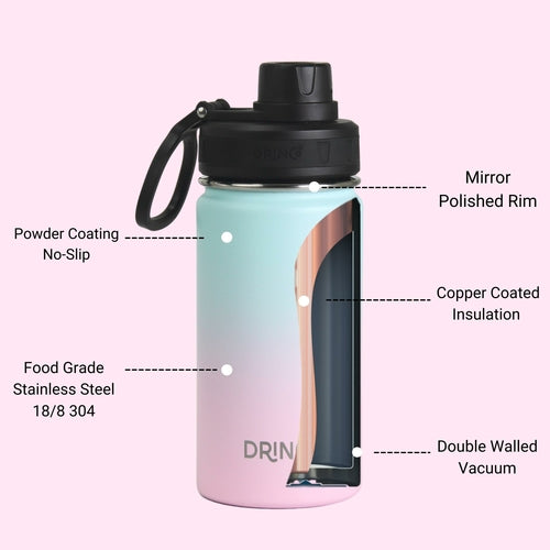 DRINCO® 14oz Stainless Steel Sport Water Bottle - Macaron AO