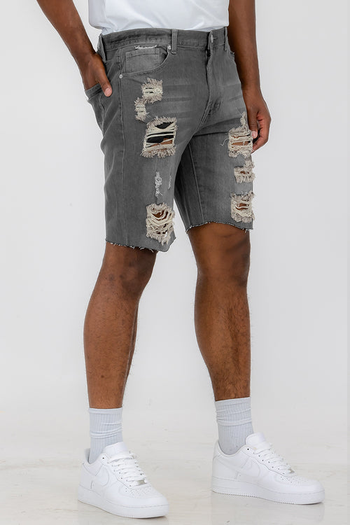 Mens Distressed Denim Shorts AO