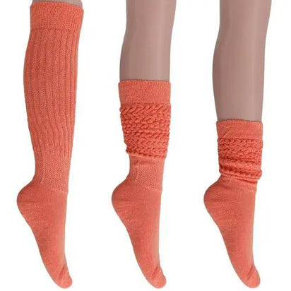 Light Orange Slouch Socks for Women Cotton Knee High Shoe Size 5 to 10 AO