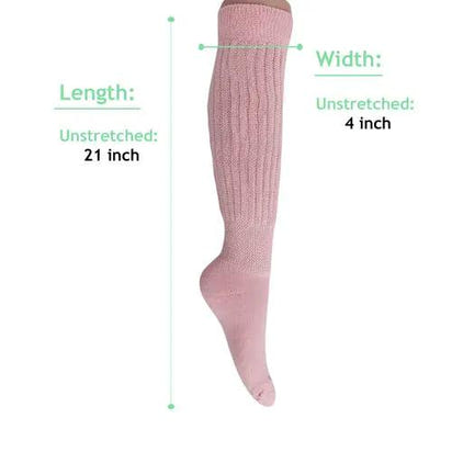 Pink Slouch Socks for Women Knee High Boot Long Cotton Scrunch Socks AO