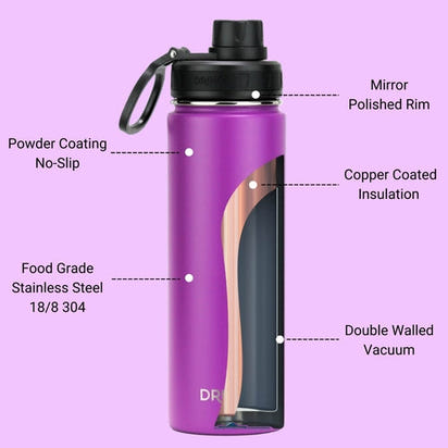 DRINCO® 22oz Stainless Steel Sport Water Bottle - Deep Purple AO