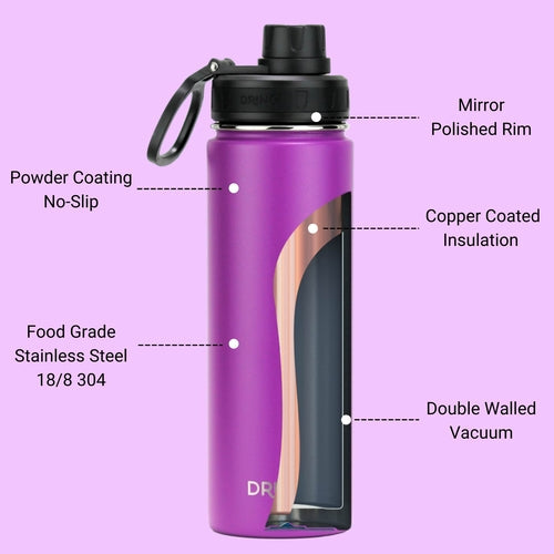 DRINCO® 22oz Stainless Steel Sport Water Bottle - Deep Purple AO