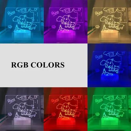 Wood Table Lamp Night Light with Message Board Girl Bedroom Decor AO