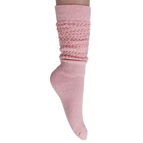 Pink Slouch Socks for Women Knee High Boot Long Cotton Scrunch Socks AO