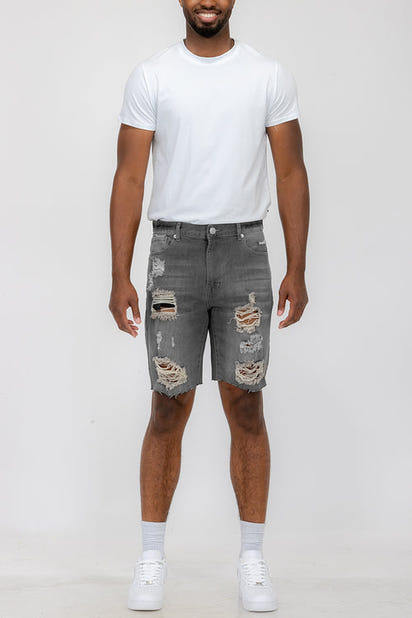 Mens Distressed Denim Shorts AO