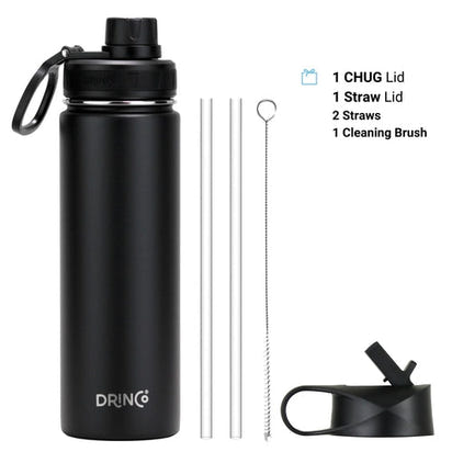 DRINCO® 22oz Stainless Steel Sport Water Bottle - Black AO