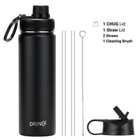 DRINCO® 22oz Stainless Steel Sport Water Bottle - Black AO