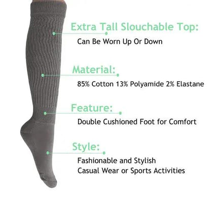 Gray Slouch Socks for Women Knee High Socks Shoe Size 5 to 10. AO