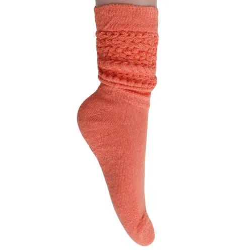 Light Orange Slouch Socks for Women Cotton Knee High Shoe Size 5 to 10 AO