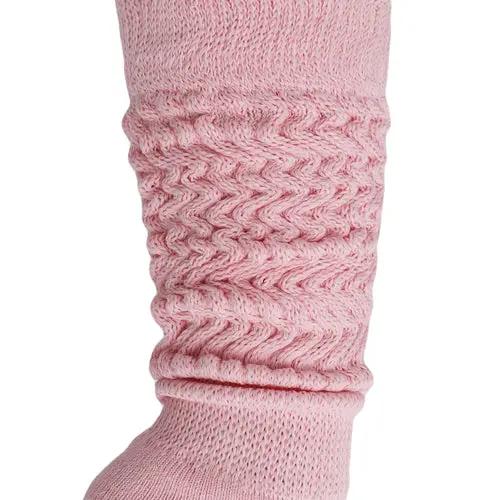 Pink Slouch Socks for Women Knee High Boot Long Cotton Scrunch Socks AO
