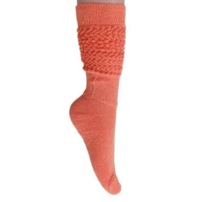 Light Orange Slouch Socks for Women Cotton Knee High Shoe Size 5 to 10 AO