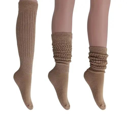 Beige Slouchy Scrunch Socks for Women Heavy Slouch Knee High Socks AO