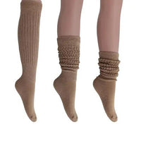 Beige Slouchy Scrunch Socks for Women Heavy Slouch Knee High Socks AO