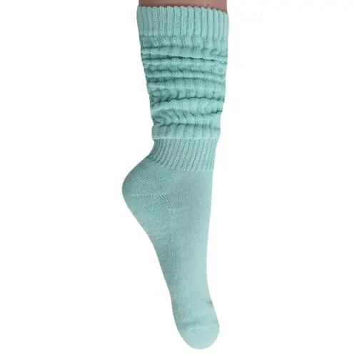 Mint Green Slouch Socks for Women Premium Cotton Knee High Boot Socks AO