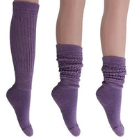 Purple Slouch Socks for Women Scrunch Cotton Knee High Socks AO