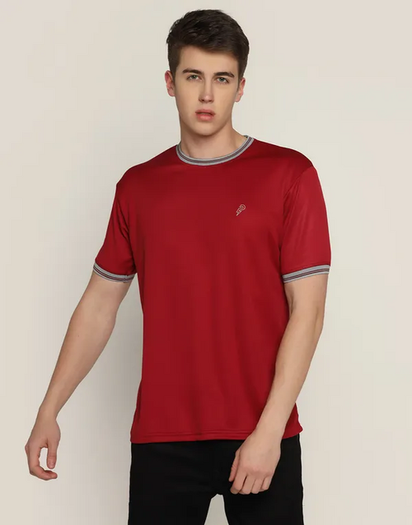 Solid Polyester T-shirt for Men (SIZE-XL) (Color-MAROON) AO