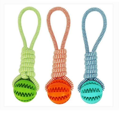 Durable Rubber Ball Chew Toy with Cotton Rope AO