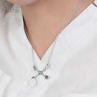 New fashion bohemian style silver plated turquoise arrow pendant AO