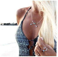 New fashion bohemian style silver plated turquoise arrow pendant AO