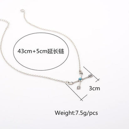 New fashion bohemian style silver plated turquoise arrow pendant AO