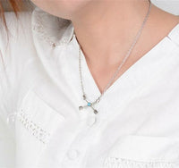 New fashion bohemian style silver plated turquoise arrow pendant AO