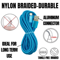 2 Pack 10FT XL Charger Compatible for Iphone Cable Nylon Woven Zebra AO